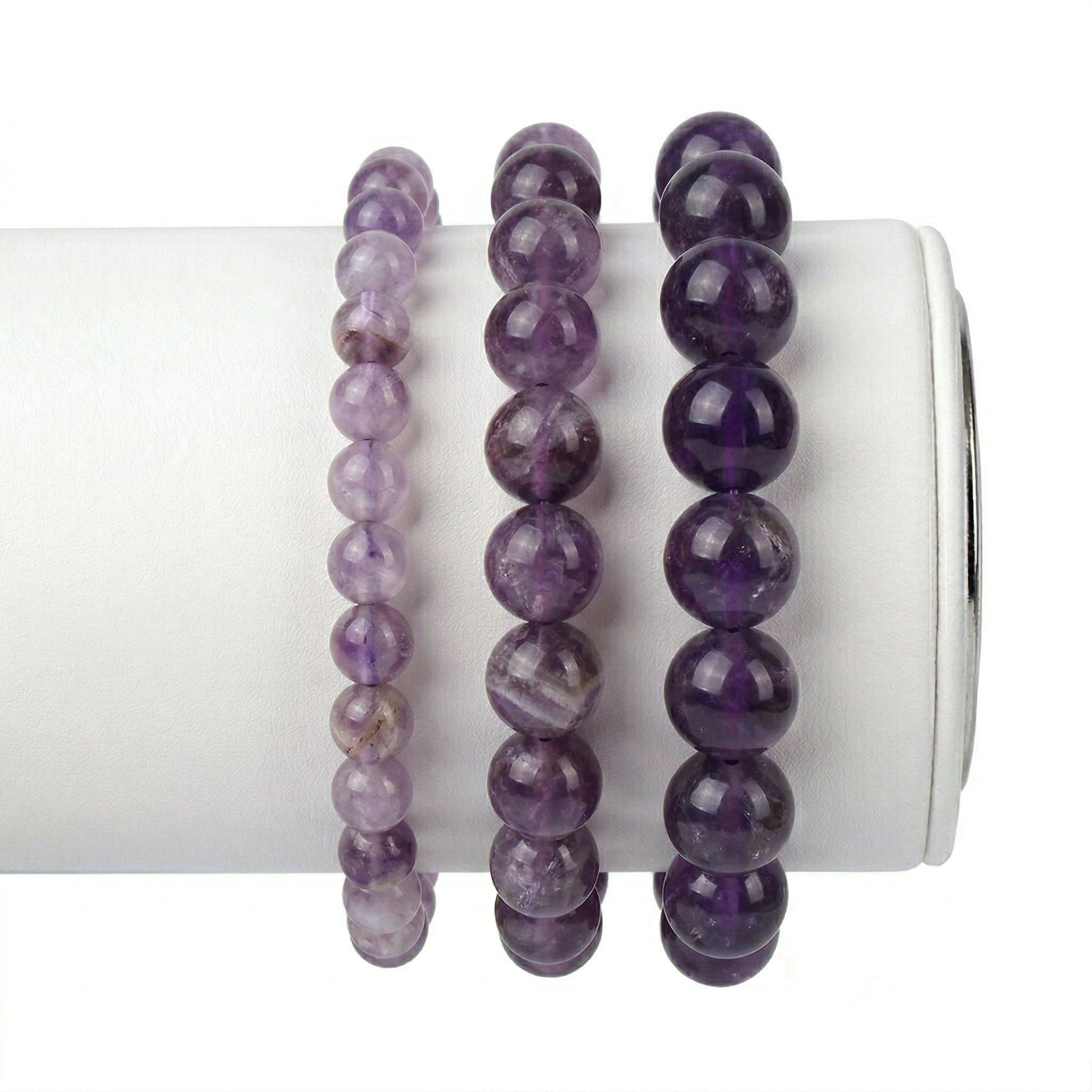 Pulseira de Ametista Natural Tipo A – Pedra de Proteção, Equilíbrio e Elevação Espiritual | Harmonia Plena