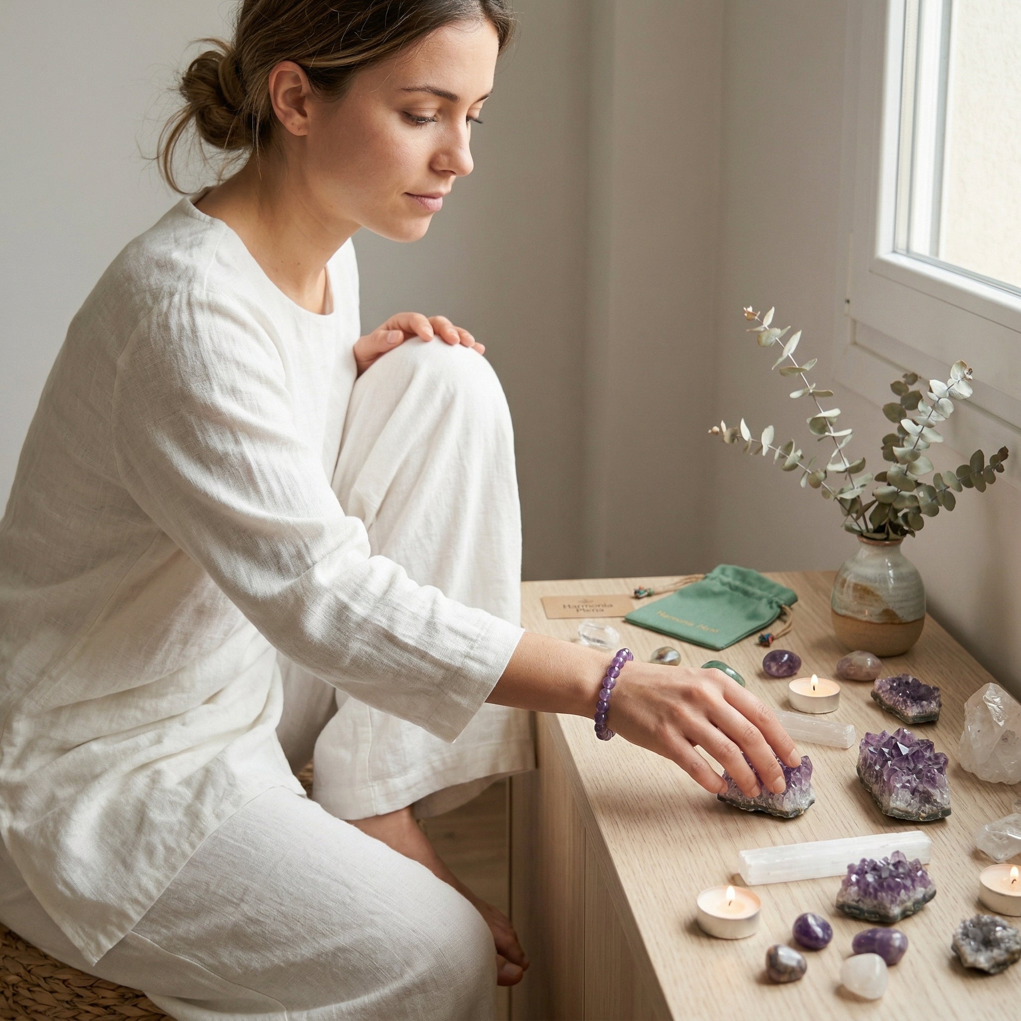 Pulseira de Ametista Natural Tipo A – Pedra de Proteção, Equilíbrio e Elevação Espiritual | Harmonia Plena