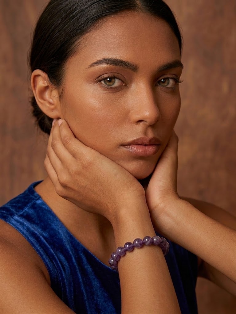 Pulseira de Ametista Natural Tipo A – Pedra de Proteção, Equilíbrio e Elevação Espiritual | Harmonia Plena