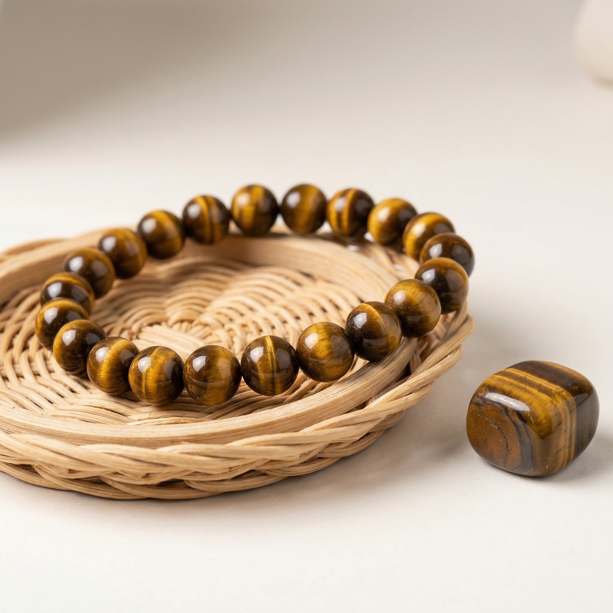 Pulseira de Olho de Tigre Natural – Pedra de Proteção, Coragem e Prosperidade | Semi Joia Energética Ajustável | Harmonia Plena
