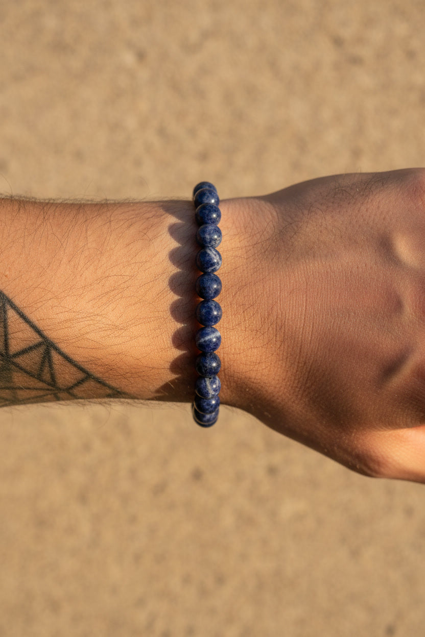 Pulseira de Sodalita Natural – Clareza Mental, Intuição e Verdade Interior | Pedra Energética | Harmonia Plena