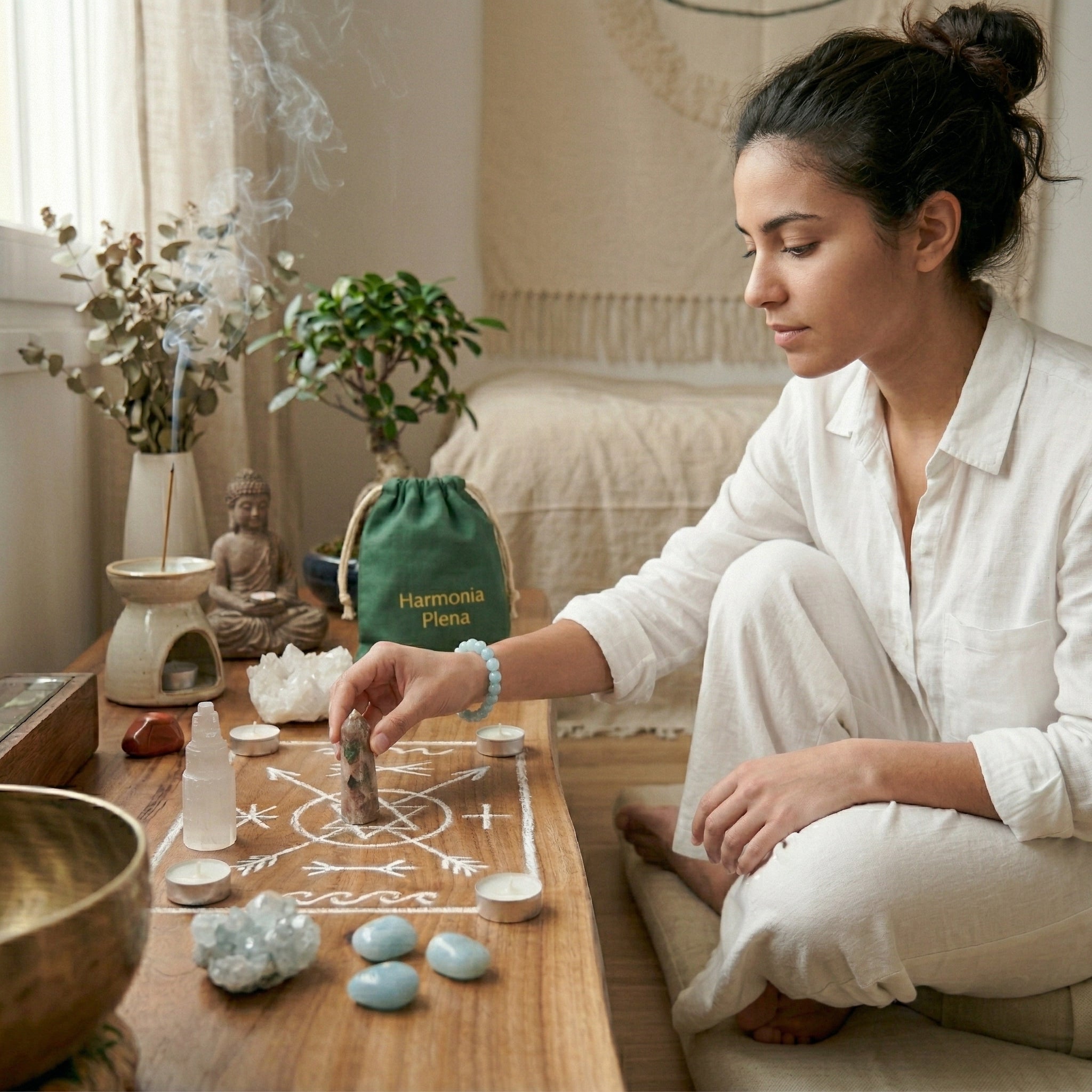 Pulseira de Água Marinha Natural Tipo A – Calma, Fluidez e Proteção Emocional | Harmonia Plena 