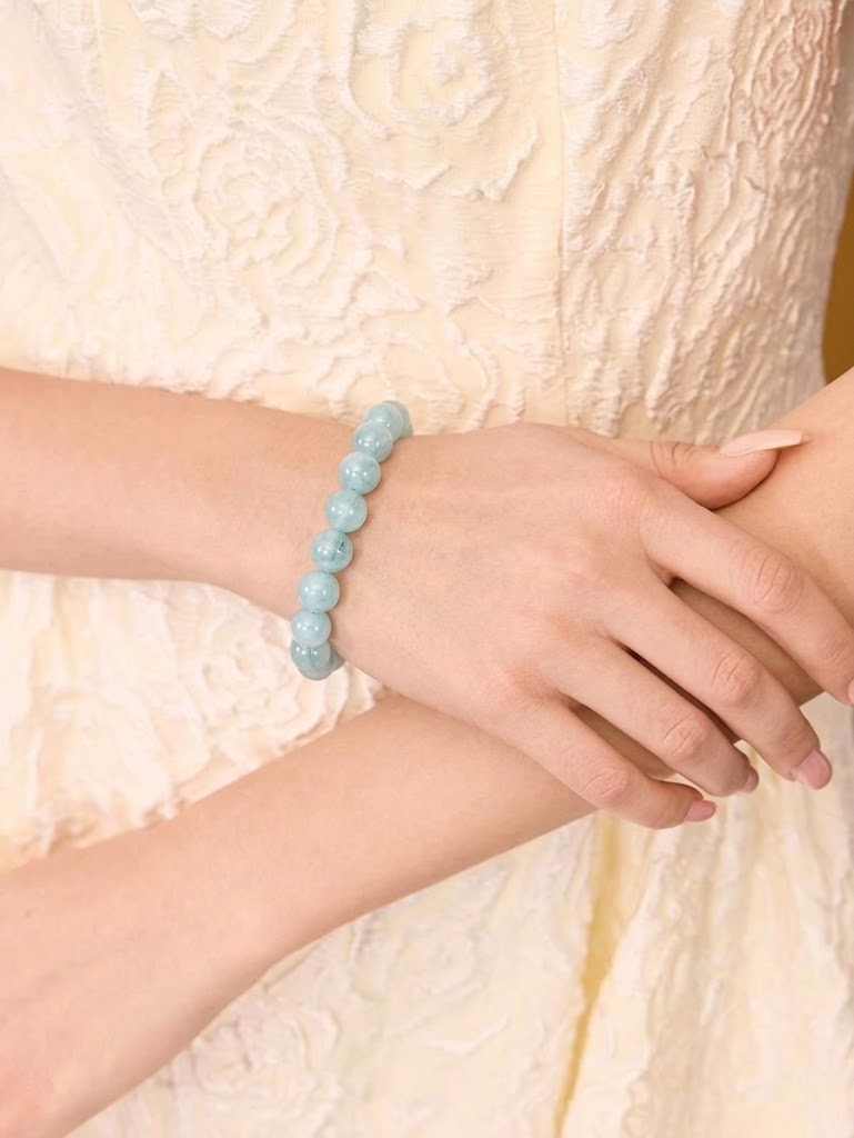 Pulseira de Água Marinha Natural Tipo A – Calma, Fluidez e Proteção Emocional | Harmonia Plena