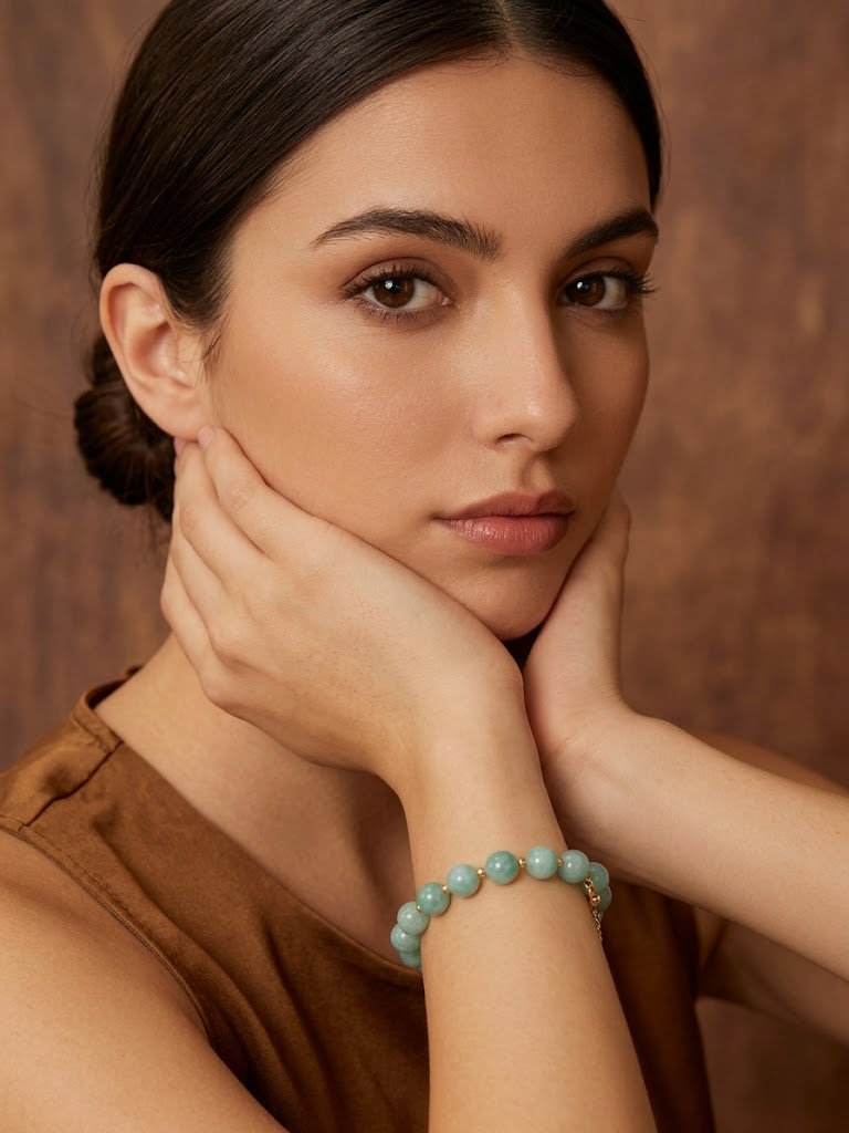 Pulseira de Água Marinha Natural Tipo A – Calma, Fluidez e Proteção Emocional | Harmonia Plena