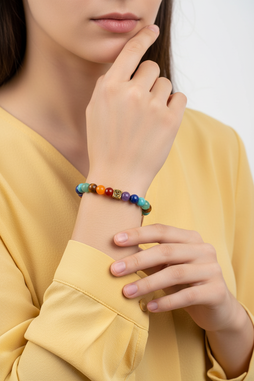 Pulseiras de Contas de Pedras Naturais - 7 Chakras - Unissex - Semi Joias - Reiki - Cristais