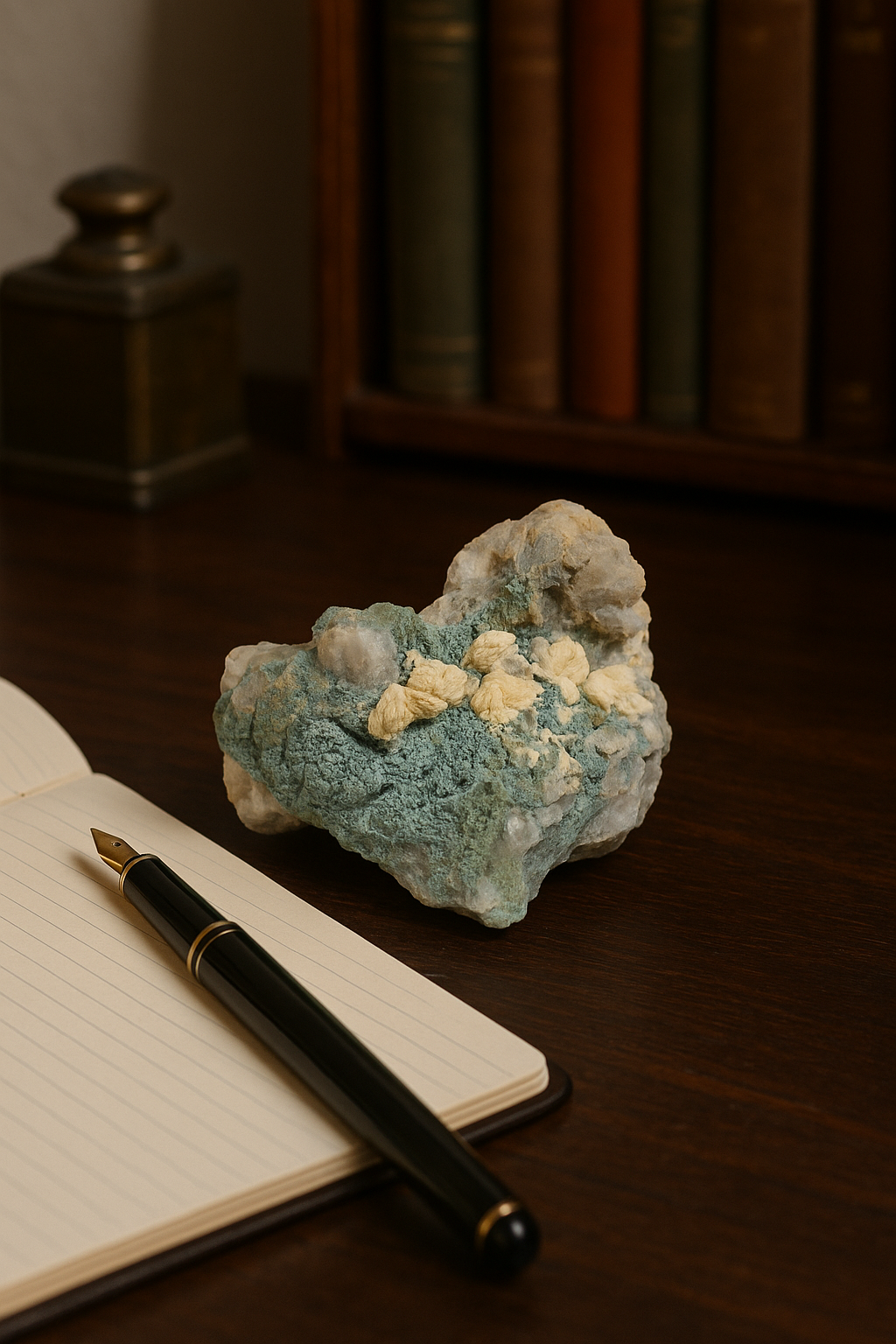 Rosetas de Barita Natural em Matriz Verde – Peça Mineral de 816 g | Barita Rósea com Crisocola/Malaquita | Decoração para Sala, Escritório e Espaços Zen | Energia de Aterramento e Clareza -Harmonia Plena