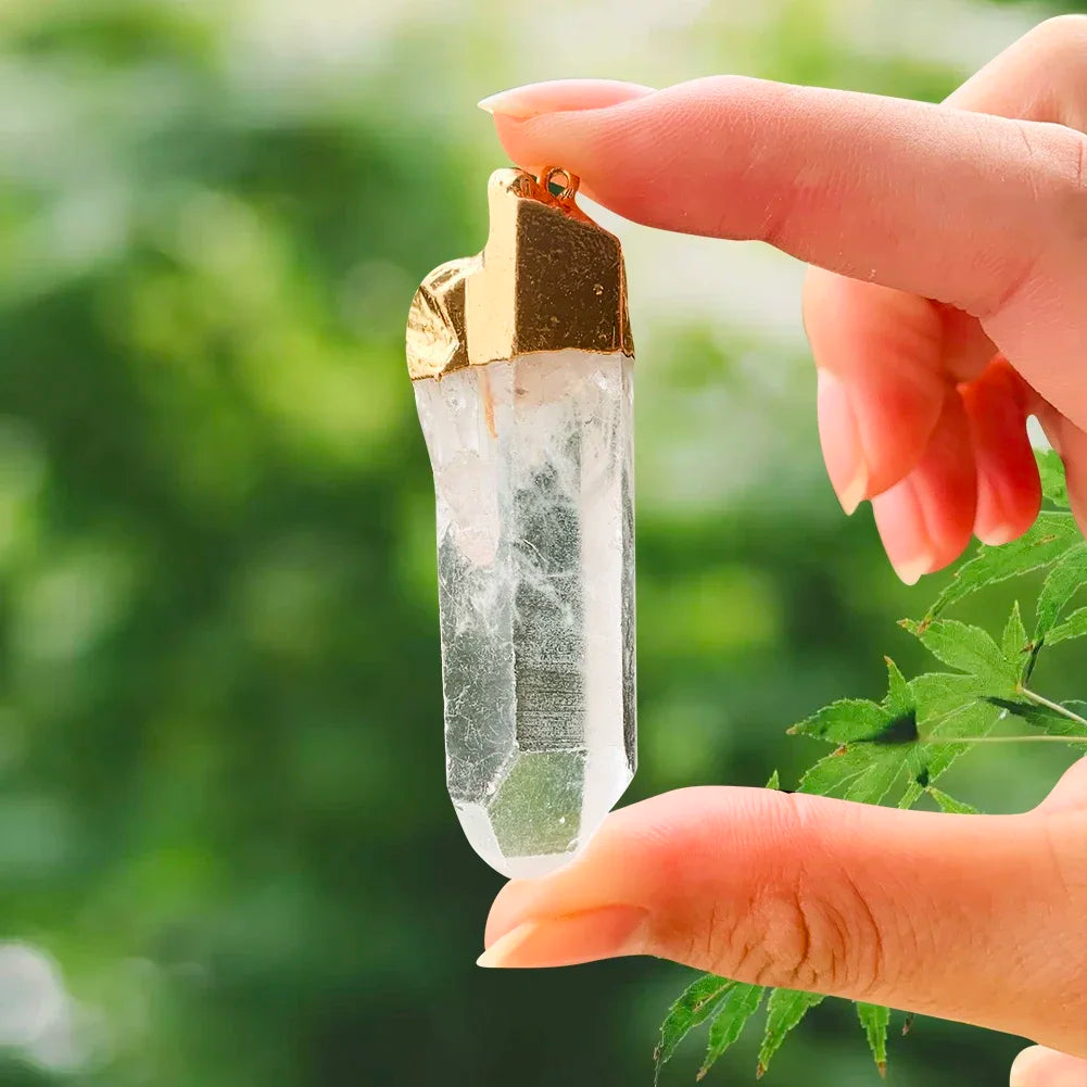 Semi Joia Pingente Cristal Natural Quartzo Transparente Feng Shui Reiki