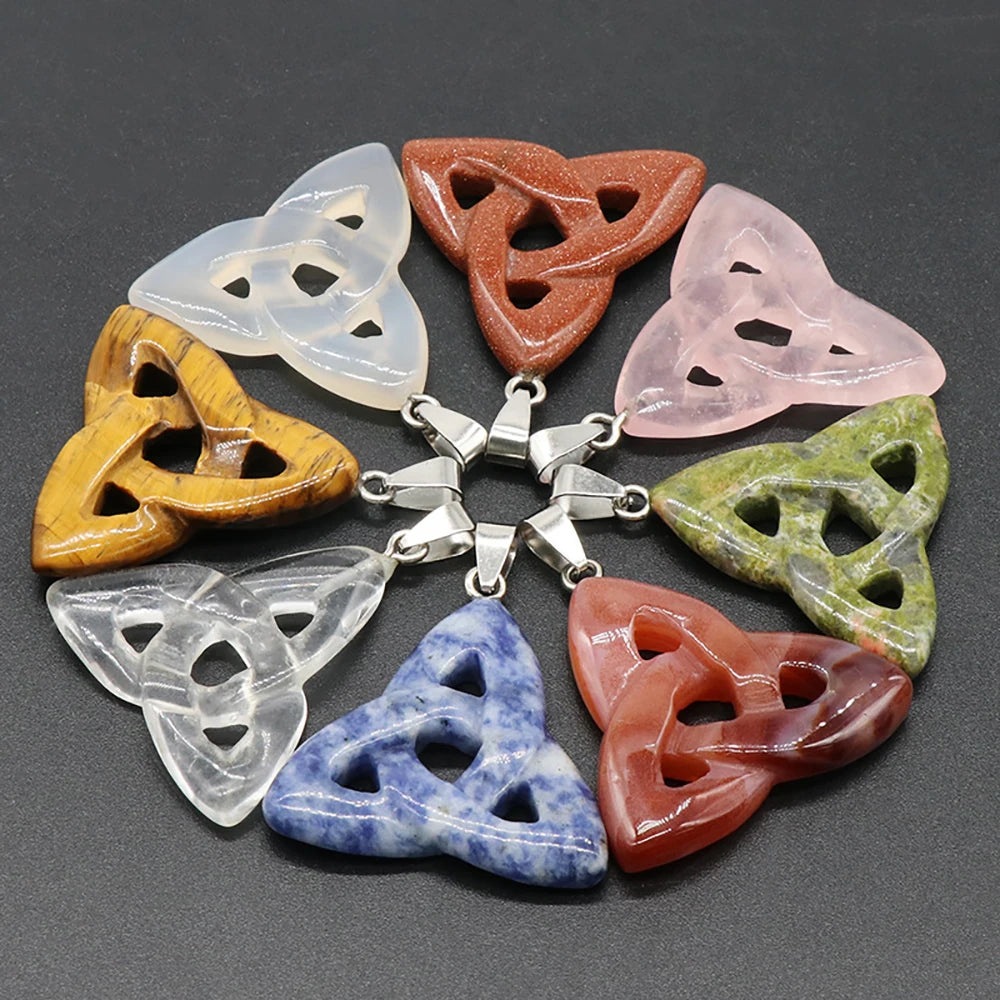 Semi Joia Pingente Pedra Natural Cristal Olho de Tigre Quartzo Rosa Reiki 