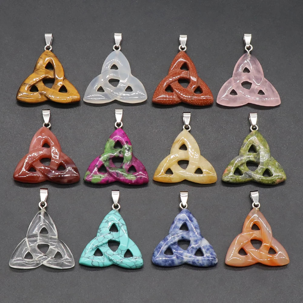 Semi Joia Pingente Pedra Natural Cristal Olho de Tigre Quartzo Rosa Reiki 