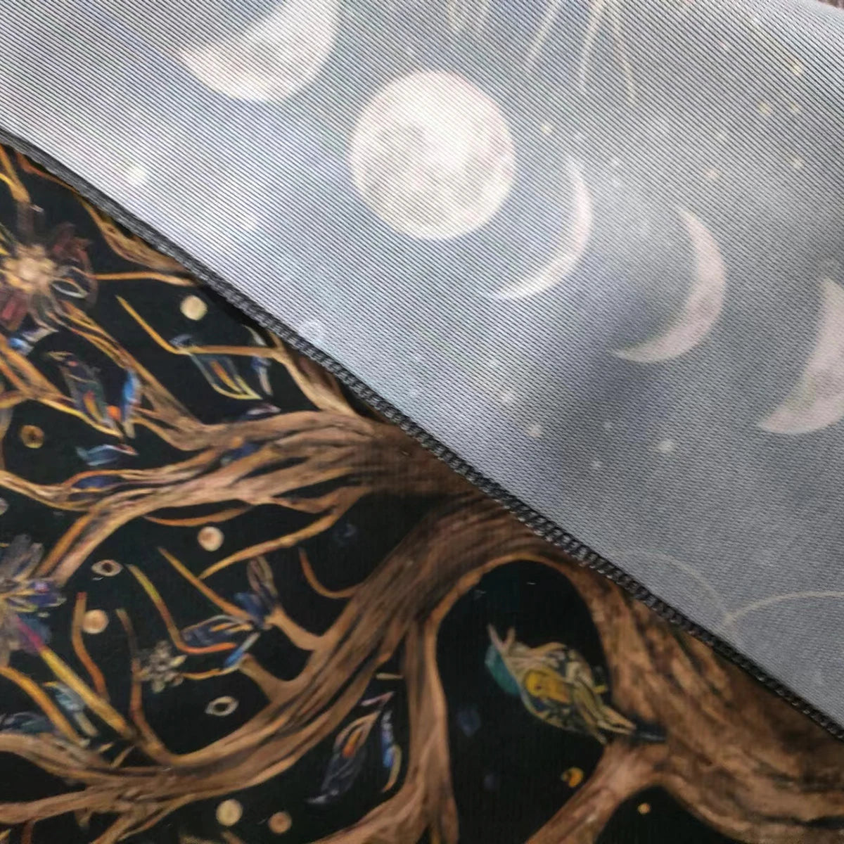 Toalha de Mesa Mística com Árvore da Vida e Fases da Lua - Decoração de Altar, Jogos de Mesa - Tarot - Cristais - Baralho