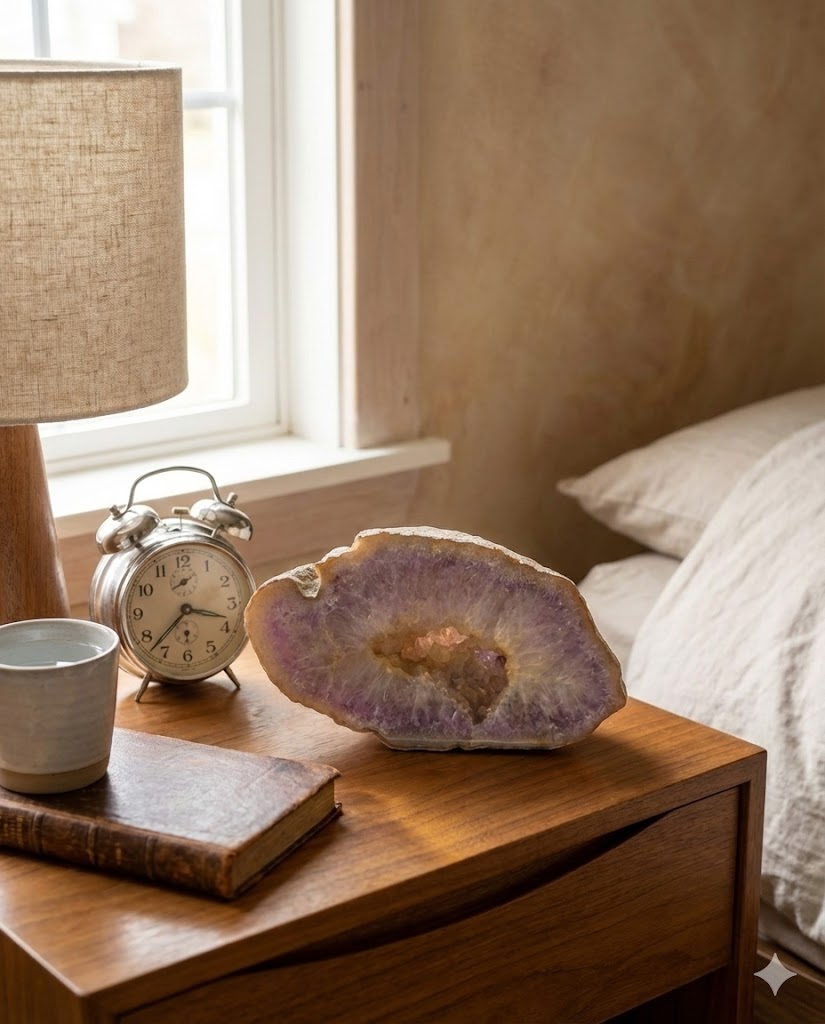 Geodo de Ágata Roxa Natural – Peça Única de 884 g | Cristal com Núcleo Geodado para Decoração, Energia e Harmonização | Ideal para Sala, Escritório e Espaços Zen - Harmonia Plena