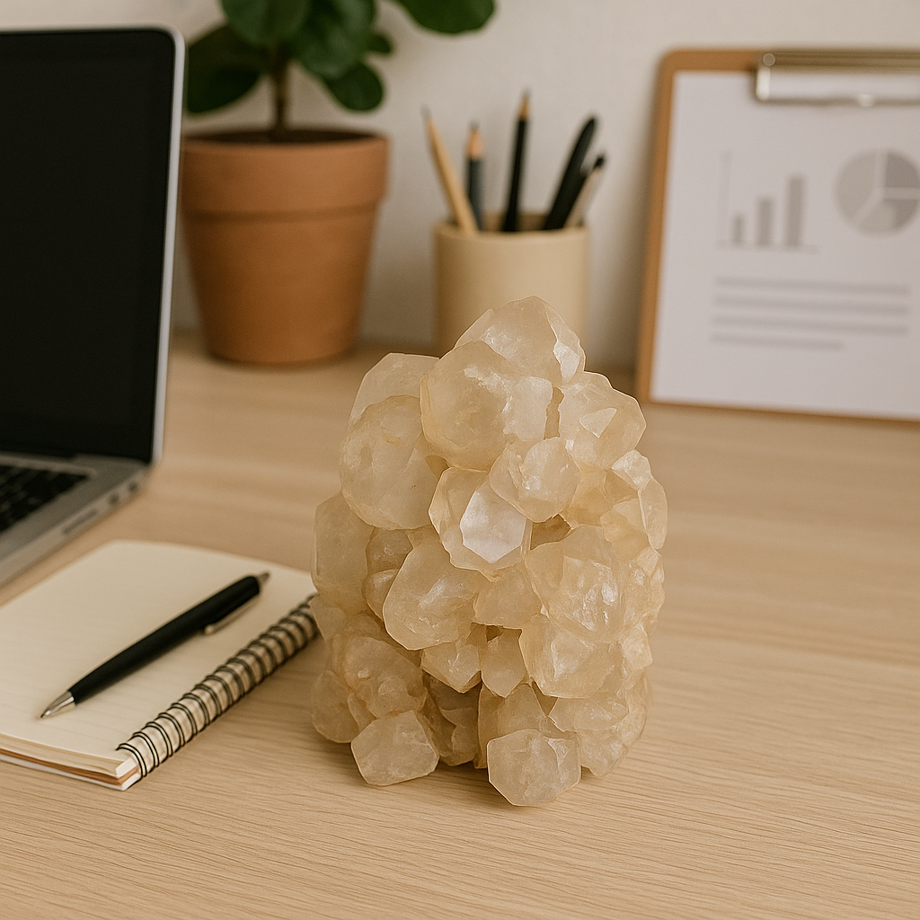 Drusa de Quartzo Fumê Claro Natural 896g – Cristais com Pontas Formadas, Peça Única para Decoração, Energia e Colecionadores – 12×10×8 cm - Harmonia Plena