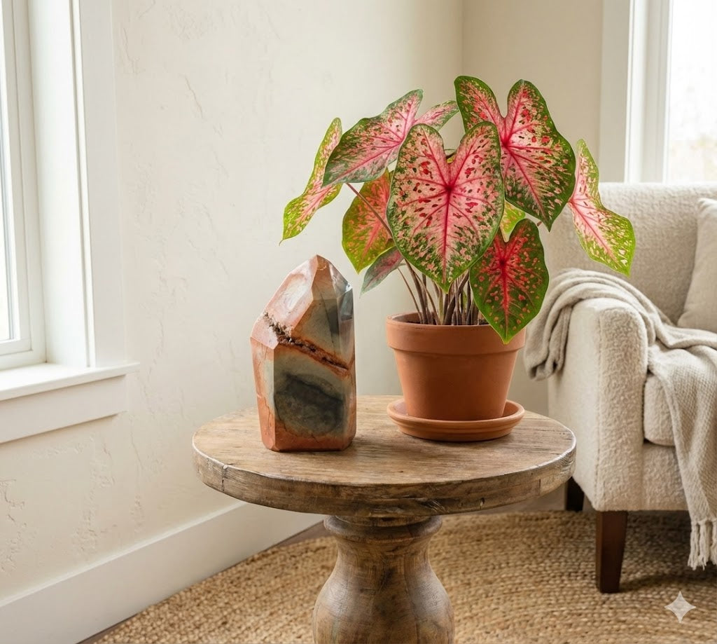 Torre de Jaspe Polícromo Natural – Torre Lapidada Irregular de 5 Faces | 12 cm | 478 g | Pedra Decorativa com Veio Mineral | Harmonia Plena