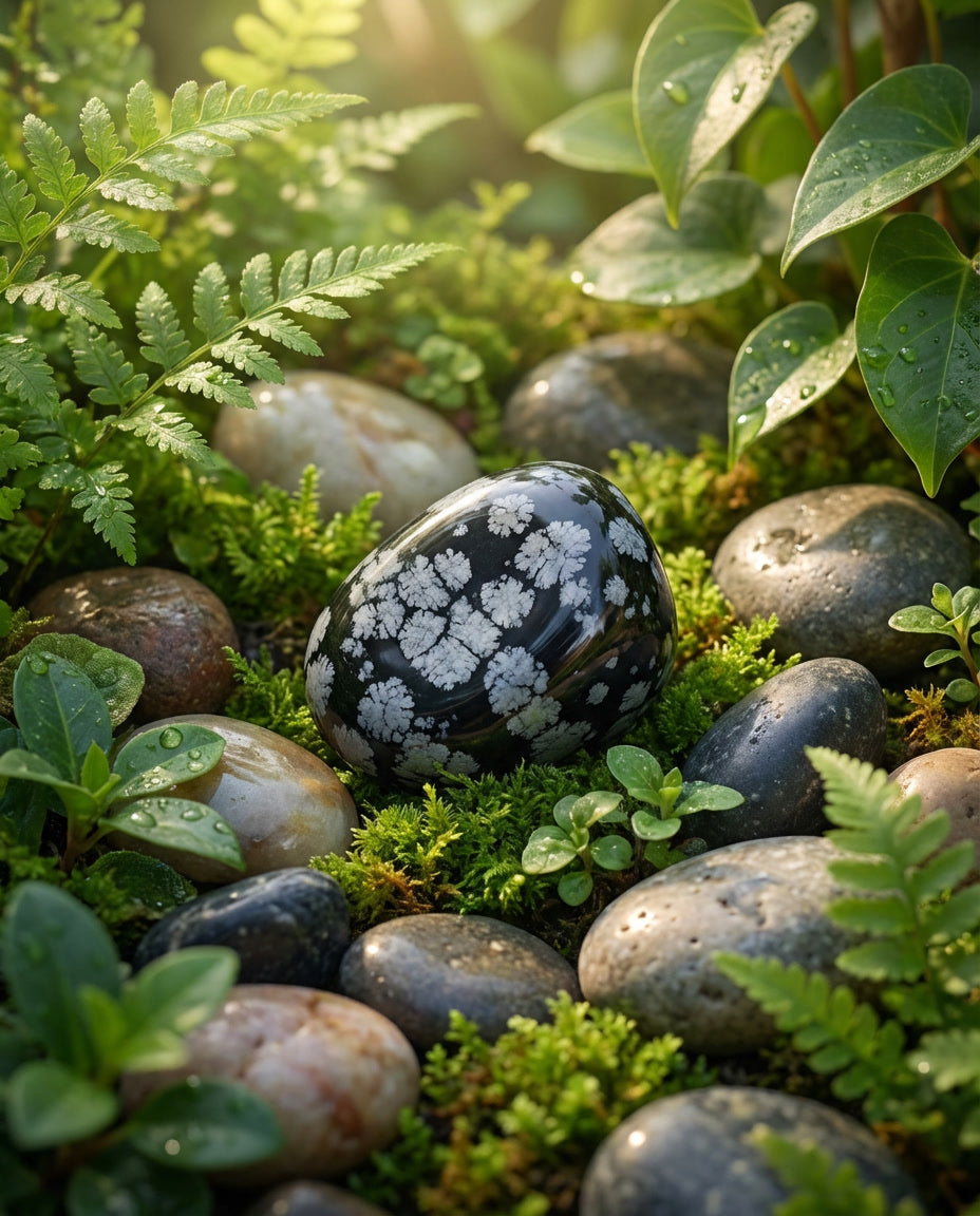pedra natural obsidiana floco de neve proteção energética harmonização de ambientes